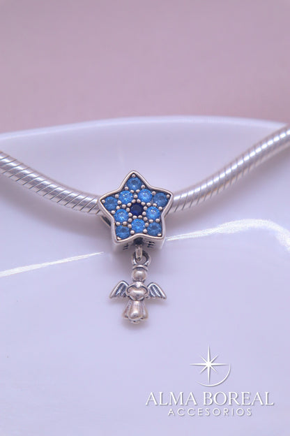 CHARMS ÁNGEL AZUL PLATA LEY 925