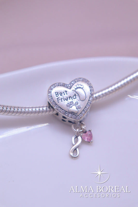 CHARMS TÚ + YO + PATITA PLATA LEY 925