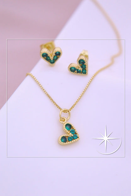 CONJUNTO CORAZÓN VERDE RODIO