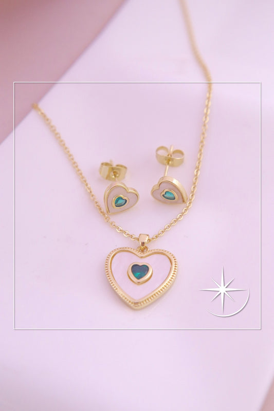 CONJUNTO CORAZÓN VERDE RODIO