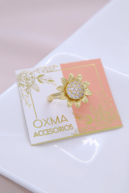 ANILLO GIRASOL BLANCO GIRATORIO