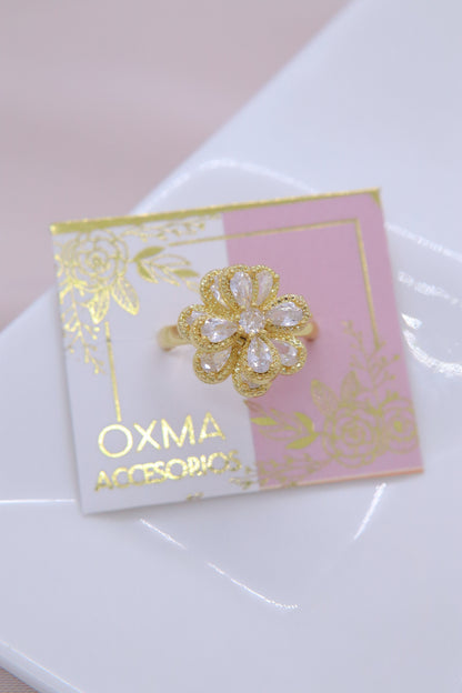ANILLO FLOR DOBLE GIRATORIA