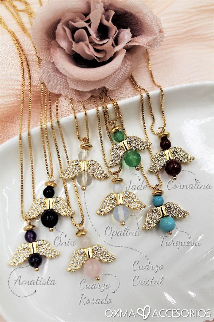 collar Angel piedra natural