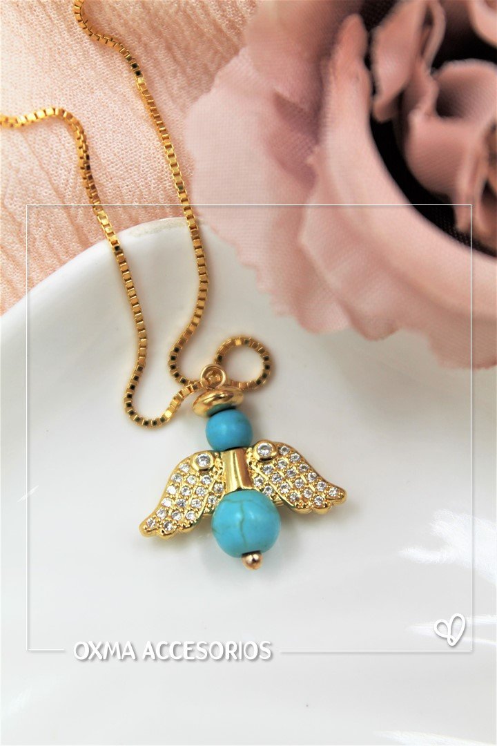 collar Angel piedra natural