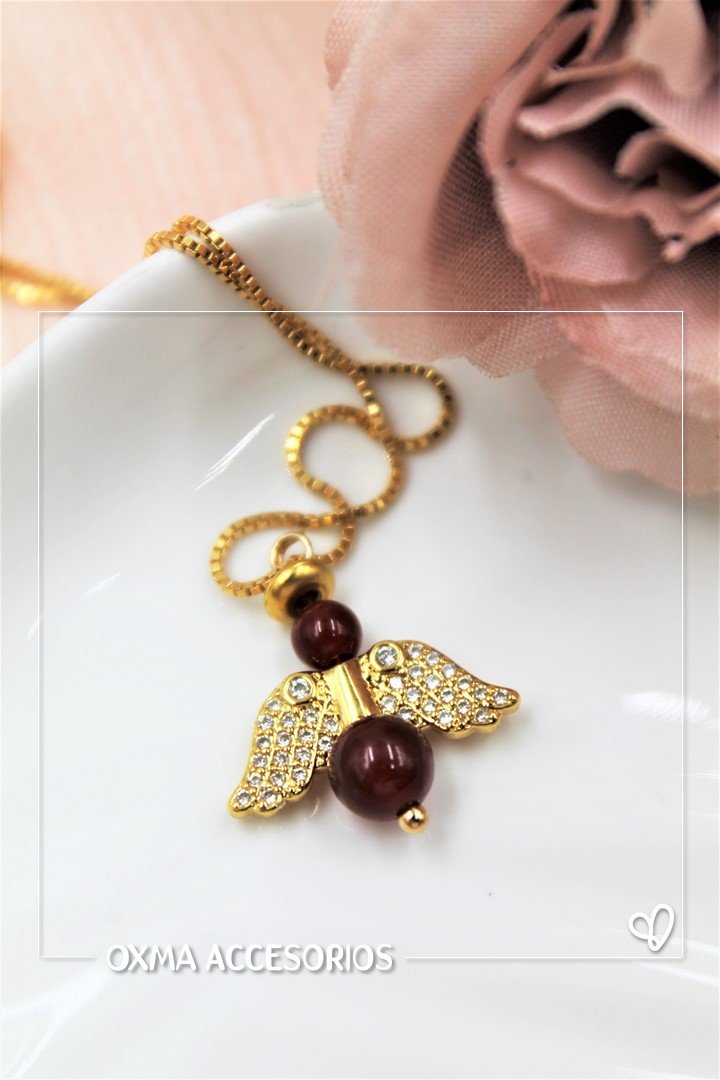 collar Angel piedra natural
