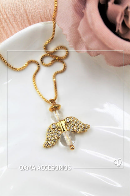 collar Angel piedra natural