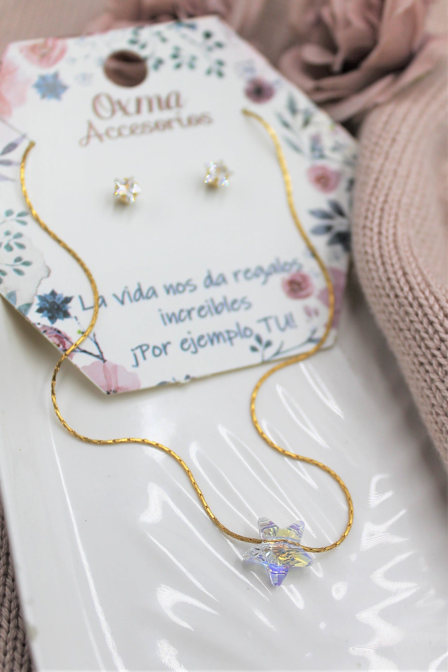 conjunto mini estrella swarovski