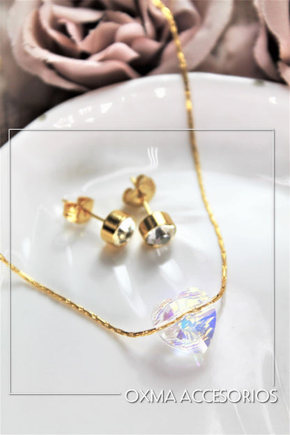 conjunto mini corazon swarovski