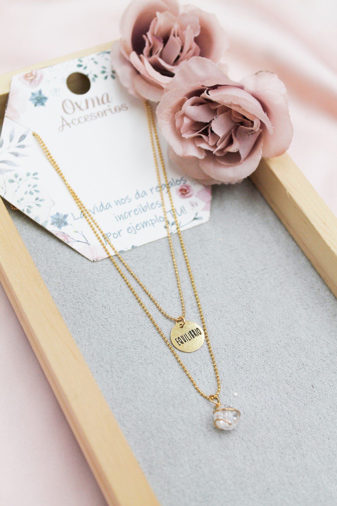 collar doble equilibrio-cuarzo cristal