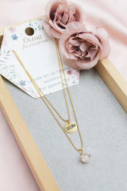 collar doble equilibrio-cuarzo cristal