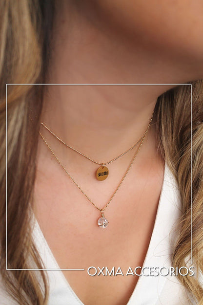 collar doble equilibrio-cuarzo cristal
