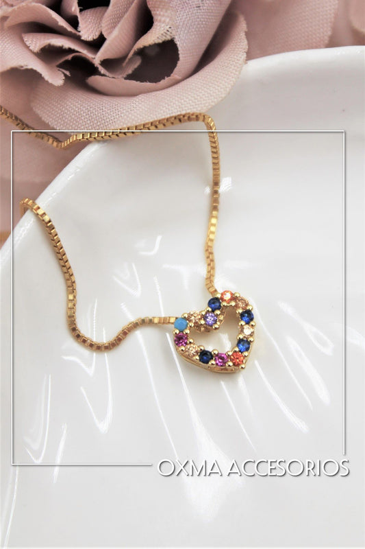 collar corazón mini microcircones