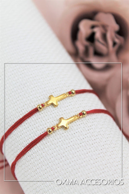 pulseras juntos-hilo rojo cruces