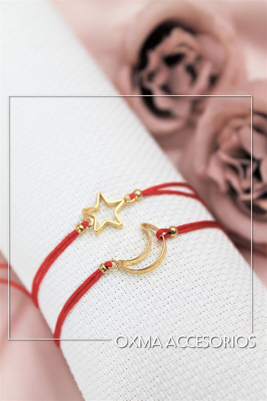 pulseras juntos-luna y estrella